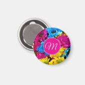 Monogram Bloemen in Fluorescerende Kleuren Magneet (Voorkant / Achterkant)