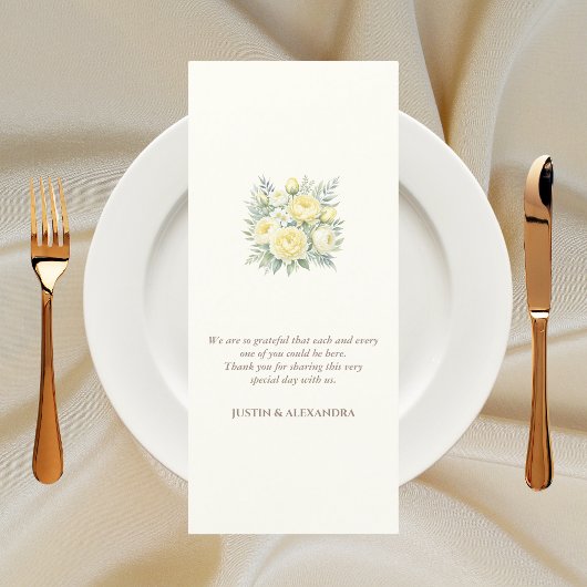 Monogram Bloemen Italiaans Boog Trouwmenu Menu