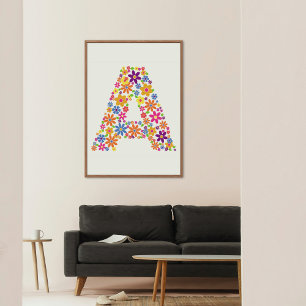 Monogram bloemen letter A Poster