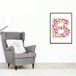 Monogram bloemen letter B Poster