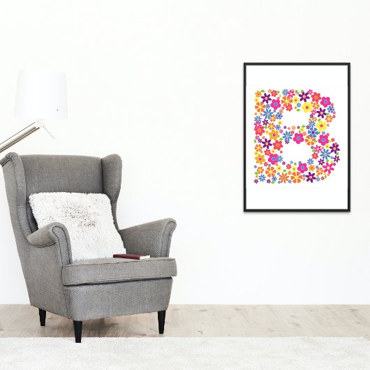 Monogram bloemen letter B Poster