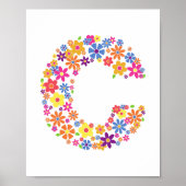 Monogram bloemen letter C Poster (Voorkant)