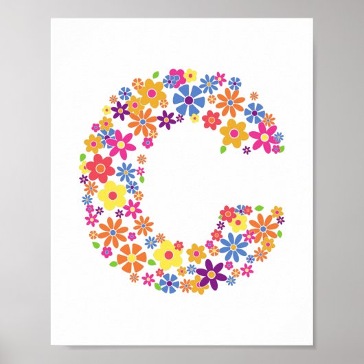 Monogram bloemen letter C Poster (Voorkant)