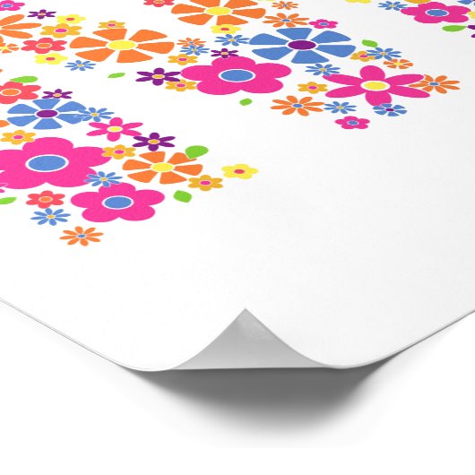 Monogram bloemen letter M Poster (Hoek)