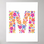 Monogram bloemen letter M Poster (Voorkant)