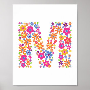 Monogram bloemen letter M Poster