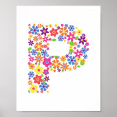 Monogram bloemen letter P Poster (Voorkant)