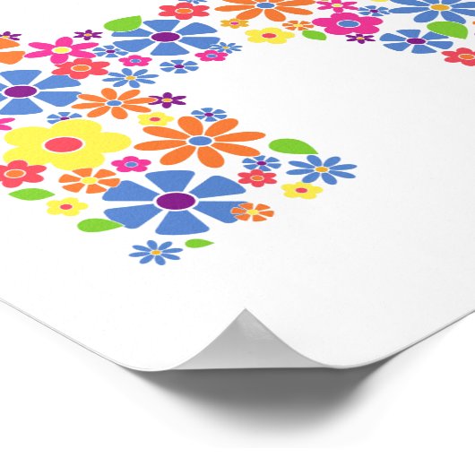 Monogram bloemen letter R Poster (Hoek)