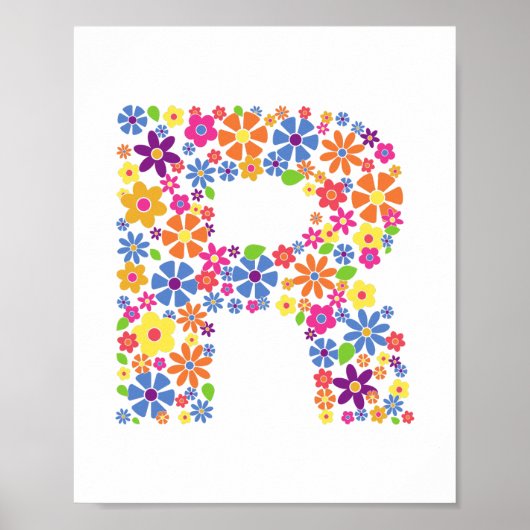 Monogram bloemen letter R Poster (Voorkant)