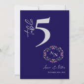 Monogram  Bloemen Lijst Trouwtafel Nummer Bedankkaart (Achterkant)