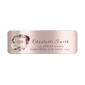 Monogram Bloemen Marsala Ivoor Rozen Parelmoer RSV Etiket (Voorkant)