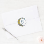Monogram Bloemen Paardebloem Cirkel Maan Ontwerp Ronde Sticker (Envelop)