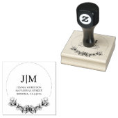 Monogram Bloemen retouradres Rubberstempel (Gestempeld)