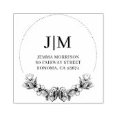 Monogram Bloemen retouradres Rubberstempel (Afrduk)