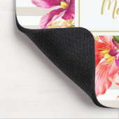 Monogram  bloemen Roze Deeg Grafische Mousepad Muismat (Hoek)