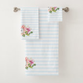  monogram bloemen Roze doekset Bad Handdoek (Insitu)