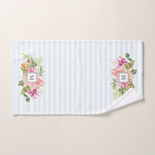 monogram bloemen Roze doekset Bad Handdoek (Handdoek)