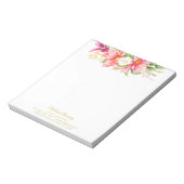  monogram bloemen Roze pasta Klein Notitieblok (Linkerzijde)