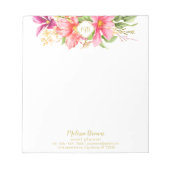  monogram bloemen Roze pasta Klein Notitieblok (Voorkant)