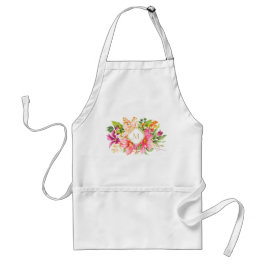 monogram bloemen Roze pasta Standaard Schort