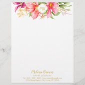 Monogram  bloemen Roze pastel Letterhead Briefhoofd Sjabloon (Voorkant)