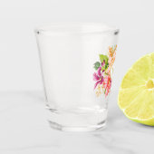 Monogram bloemen Roze Stapel Bouquet Shot Glas (Links)