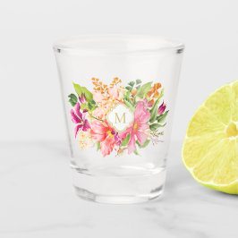Monogram bloemen Roze Stapel Bouquet Shot Glas