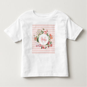 Monogram  bloemen Roze Stripes Kinder Shirts