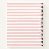Monogram  bloemen Roze Stripes Notitieboek (Achterkant)