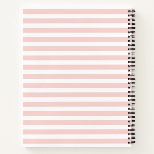 Monogram  bloemen Roze Stripes Notitieboek (Achterkant)
