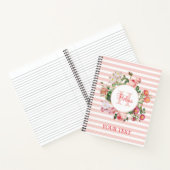 Monogram  bloemen Roze Stripes Notitieboek (Binnen)