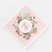 Monogram  bloemen Roze Stripes Servet (Hoek)