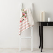 Monogram  bloemen Roze Stripes Sherpa Deken (In situ)
