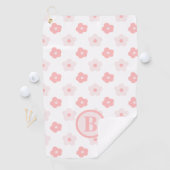 Monogram Bloemen Roze Wit Gepersonaliseerd Golfhanddoek (Insitu)