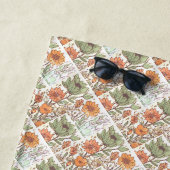 Monogram Bloemen Tegel Patroon Boho Hippie Stijlvo Strandlaken (In situ)