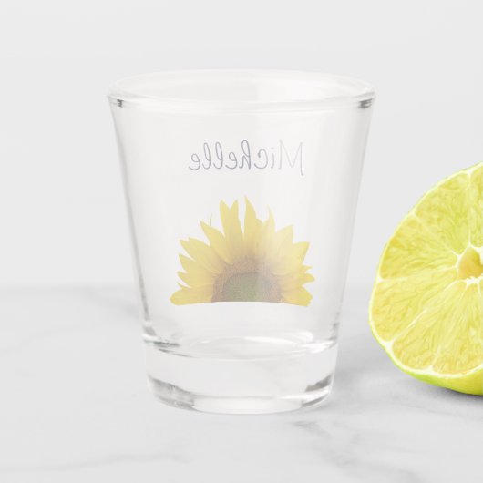 Monogram bloemen van geel shot glas (Achterkant)
