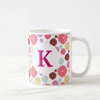 Monogram  bloemen voor op maat gemaakte koffie Mok