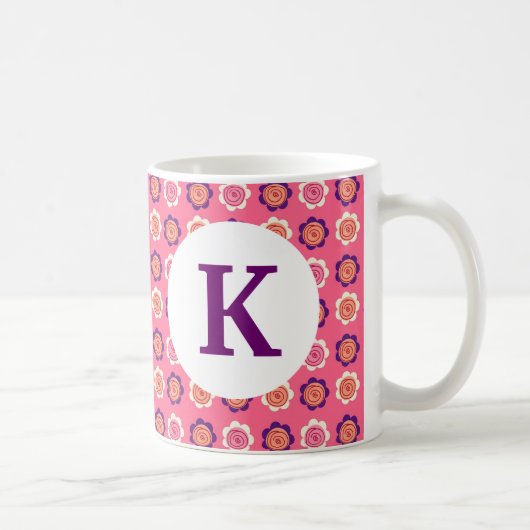 Monogram bloemen voor op maat gemaakte koffie Mok (Rechts)
