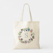 Monogram Bloemen Waterverf Wildflower Tote Bag (Achterkant)