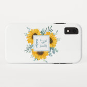 Monogram Bloemen Zonnebloem gepersonaliseerd Case-Mate iPhone Case (Achterkant (horizontaal))