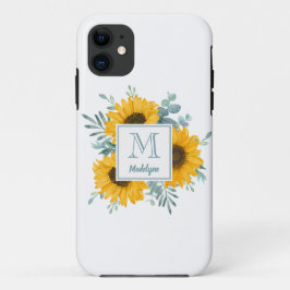 Monogram Bloemen Zonnebloem gepersonaliseerd Case-Mate iPhone Case