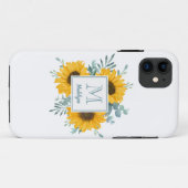 Monogram Bloemen Zonnebloem gepersonaliseerd Case-Mate iPhone Case (Achterkant (horizontaal))