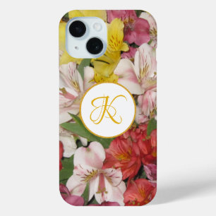 Monogram Bloemenboeket Gepersonaliseerd iPhone Cas 15 Case