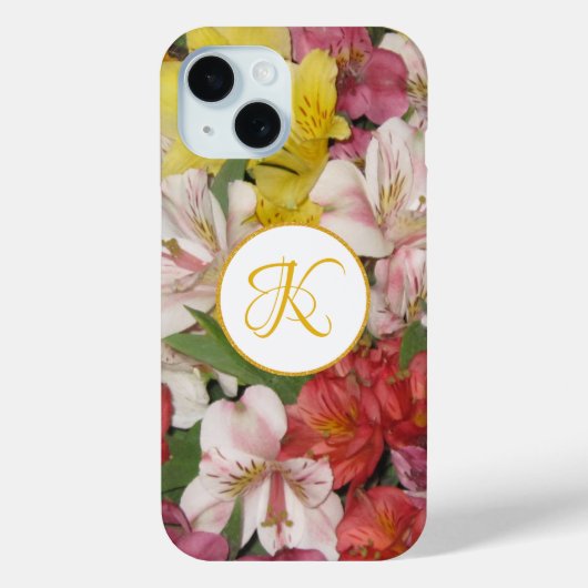 Monogram Bloemenboeket Gepersonaliseerd iPhone Cas Case-Mate iPhone Case (Achterkant)