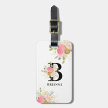 Monogram Bloemenbrief Roze en Gouden Boeket