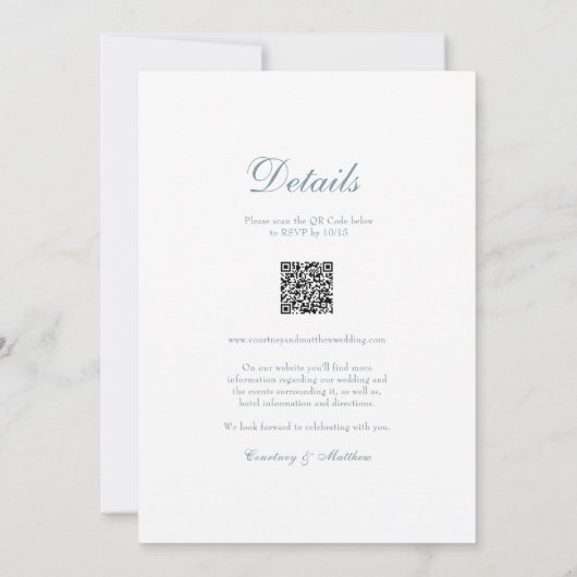  Monogram Bloemencreme Alles in één bruiloft Kaart (Achterkant)