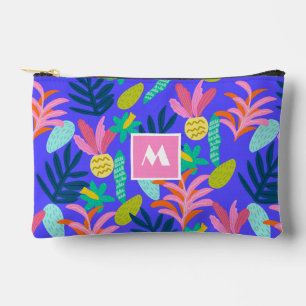 monogram bloemendesign blauwe chic tropische patro etui
