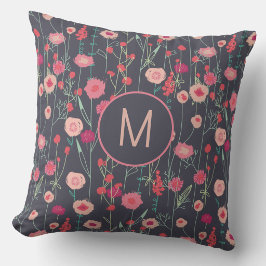 Monogram Bloemendesign Donker Kussen