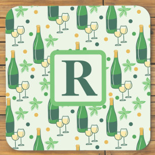Monogram Bloemendessin Chardonnay Flessen Glazen Bier Onderzetter
