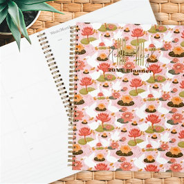 Monogram Bloemengans Waterlelie Patroon Planner